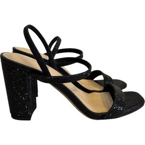 Maripe Women Black Lucille Rhinestone Slingback Heels Shoes Size 7